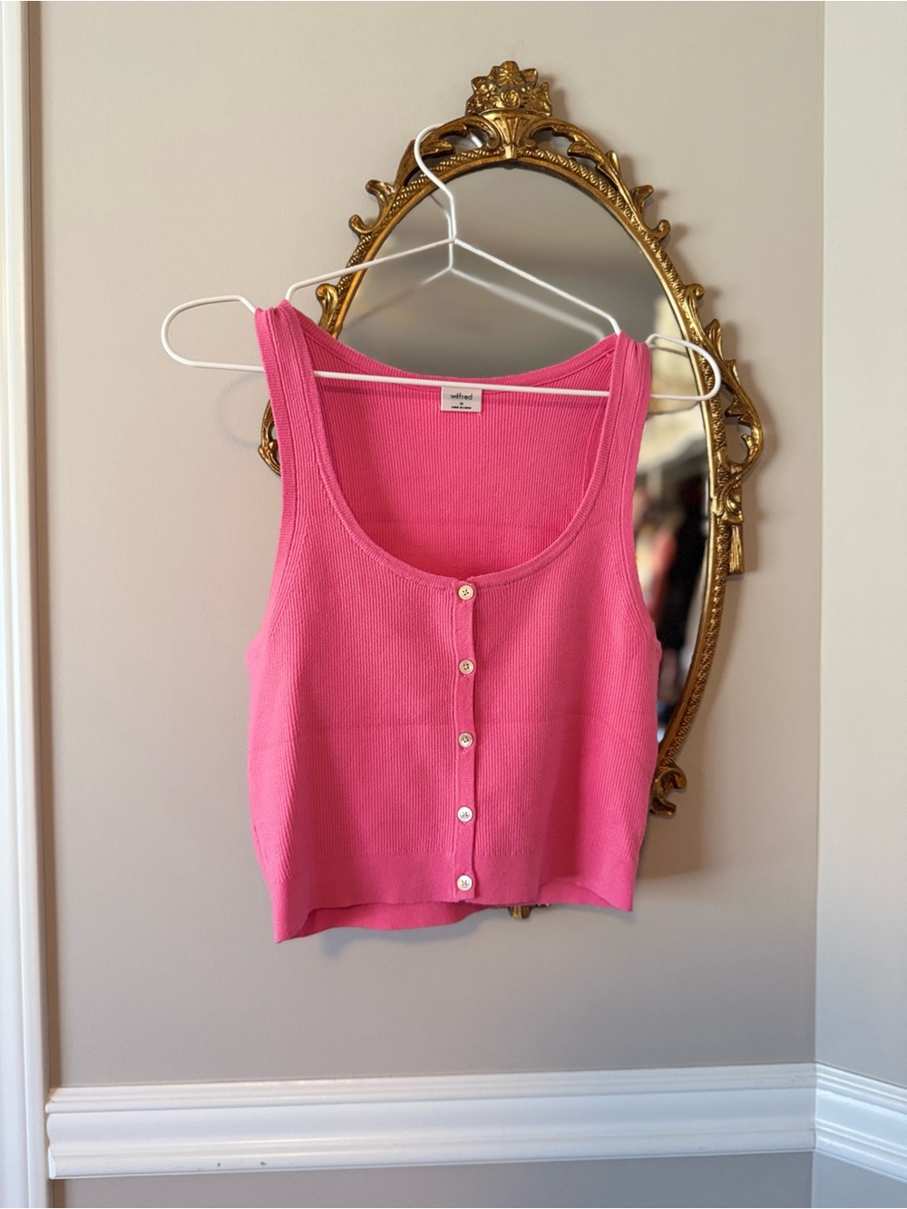Wilfred Pink Button-Front Ribbed Tank Top